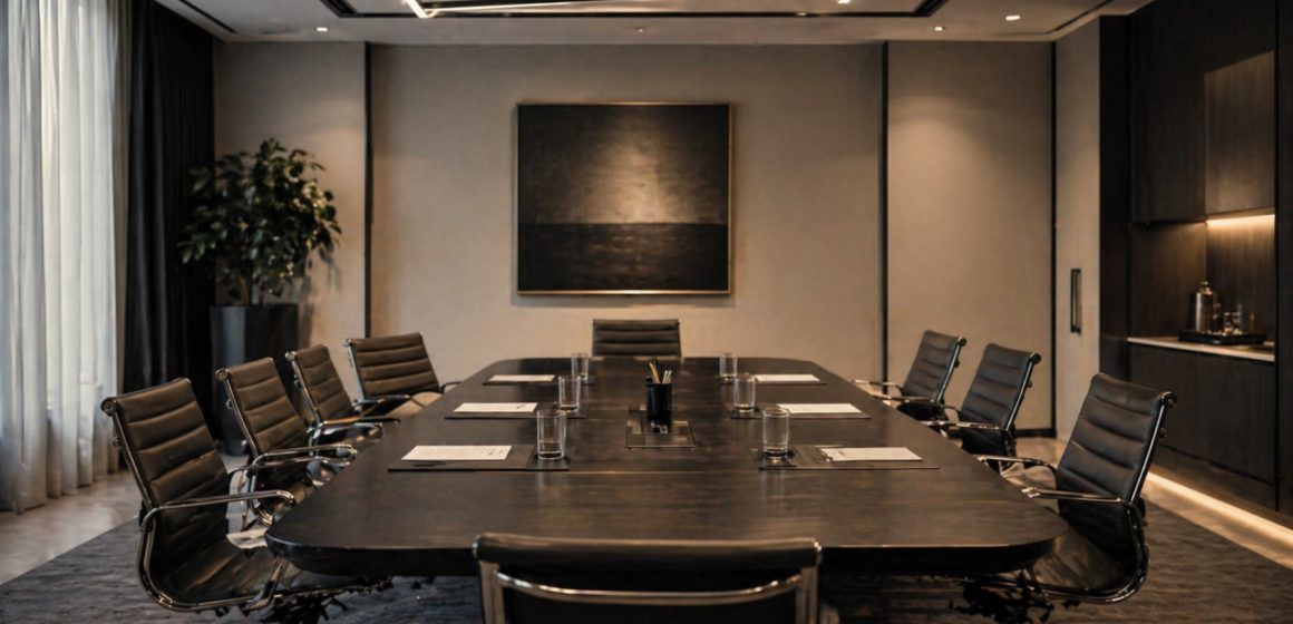Executive boardroom with subtle misalignment symbolizing how leadership decisions determine outcomes before system performance is visible