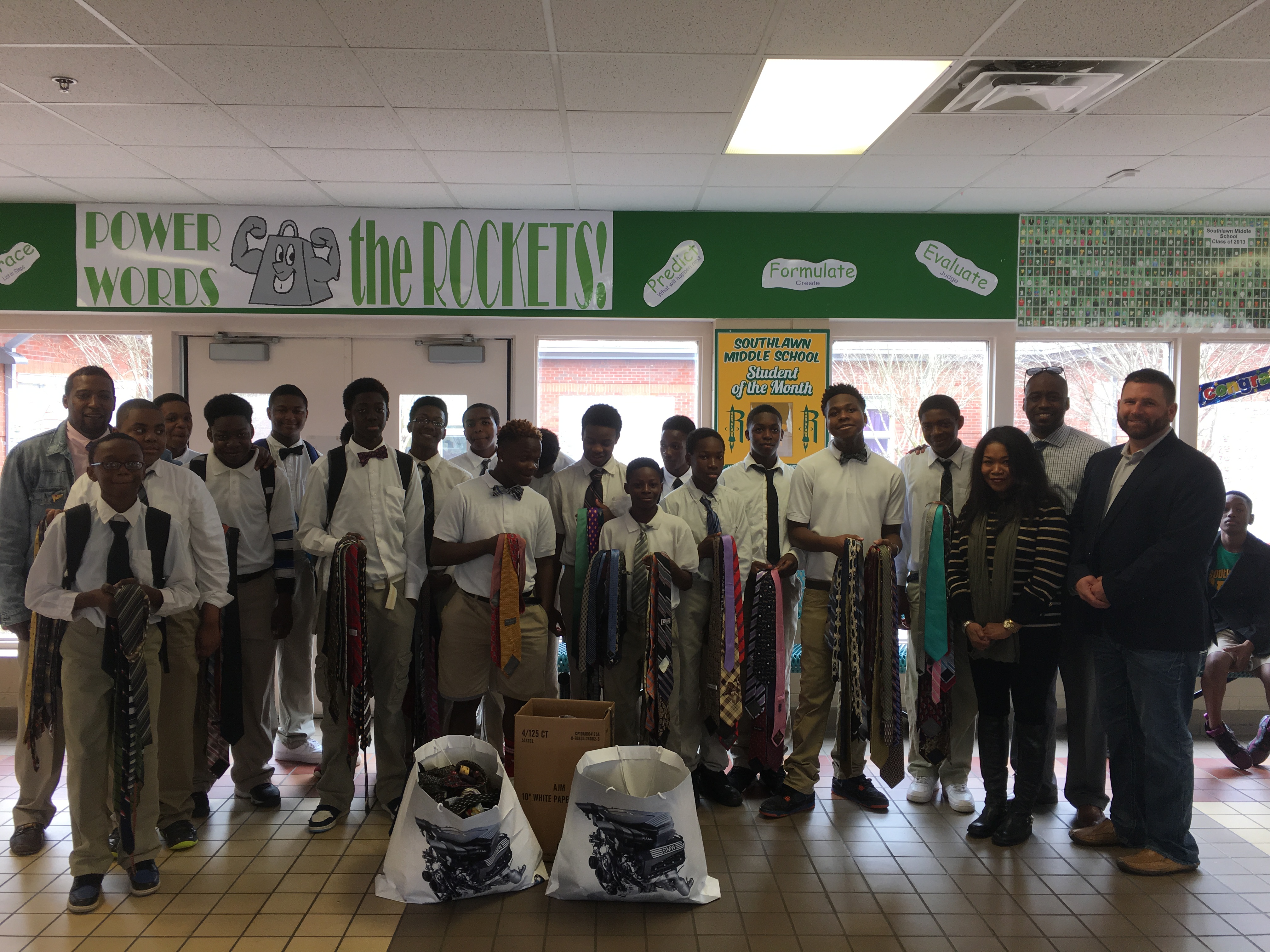 Over 500 Neckties Donated to Southlawn Middle